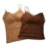 8042 Chaleco Cálido de Encaje con Tirante de Terciopelo Una Taza Base Calefactora Ropa con Forro Polar Engrosado Sexy Talla Grande Espalda Bonita