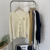 Suéter Tejido con Bordado de Ponis de Cuello en V para Mujer 2023 Otoño Temprano Nuevo Holgado Simple Botones Delgada Tejido Cárdigan Chaqueta