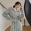 Traje Deportivo Casual Estilo Salty para Mujer, Estilo Retro de Hong Kong para Primavera y Otoño, Sudadera con Capucha Holgada Adelgazante, Conjunto de Dos Piezas a la Moda para Mujer