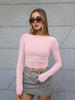 Comércio exterior transfronteiriço feminino 2024 novo outono e inverno slim-fit all-match amazon manga longa camiseta feminina y2k top