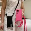 Capa para celular de três cordas com fivela colorida e porta-cartão lateral para Samsung S24ULTRA S23FE A14/A34