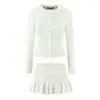 Exportación Transfronteriza Ropa de Mujer Otoño 2025 Estilo Europeo y Americano Chaqueta Cardigan con Cinturón + Conjunto de Falda Lápiz de Punto para Mujer
