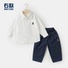 Conjunto de Roupa de Outono Estilo Europeu para Meninos, Camisa e Calça Longa para Bebês, Camisa Casual e Calça para Meninos