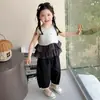 Moda Infantil Conjunto de Verano 2026 Nuevo Estilo de Verano para Niñas Chaleco Patchwork y Pantalones Anti-Mosquitos Conjunto de Dos Piezas Elegante y de Moda