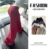 Pantalones de Mujer Color Rojo Vino con Cordón, Caída Suelta, Largo hasta el Suelo, para Gimnasio, Cintura Alta, Pierna Ancha, Pantalones de Chándal, Ropa de Abrigo Engrosada, Pantalones Deportivos Casuales