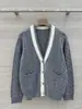 BORBOTIE Ropa de punto para mujer 2026 Llegada de principios de otoño Estilo Old Money BC Cárdigan de lana y cachemira con bloques de color y cuello en V