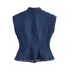 Al por mayor Verano 2026 Nuevo Conjunto de Camisa de Mezclilla de Manga Corta y Pantalones de Corte Delgado Estilo Europeo y Americano para Mujer 26397