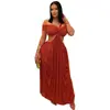 Comércio Exterior Roupas Femininas Estilo Europeu e Americano Sexy Sem Alças Ajustada Cor Sólida Transparente Malha Dupla Vestido Vestido com Design Francês