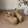 Botas Chelsea Birkenstock de Solado Grosso Temperamento Feminino 2026 Outono Coreano Novidades Plataforma Pequena Aumento de Altura Botas Moda Retrô