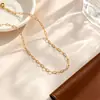 Corrente Cruzada da Moda Versátil Corrente para Lábios Colar de Aço Titânio Corrente Lisa Básica Acessório de Aço