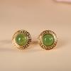 Pendientes de plata de ley 925 con incrustaciones de jaspe hetiano natural bañados en oro, modernos y sencillos, para damas.