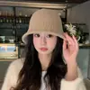 Chapéu de Balde Simples Estilo Japonês 2025 Novo Versátil Cor Sólida Chapéu de Pescador Outono e Inverno Chapéu Quente Emagrecimento Facial Cloche Tendência