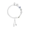 Rueda de la Fortuna S925 Flor Pequeña Mariposa Media Pulsera Media Cadena Lujo Ligero Nicho Gama Alta Estilo Chino Nuevo Pulsera