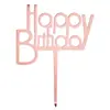 Letra Redonda Acrílica Feliz Cumpleaños Decoración para Pastel Topper Dorado Feliz Cumpleaños Inserto para Hornear