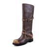 Botas de Cano Médio com Fivela de Cinto Nova para Outono/Inverno 2025, Salto Grosso Retrô, Aspecto Desgastado, Design de Nicho, Botas de Trabalho