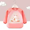 Babetes para Comer Bebê, Roupas Protetoras Reversíveis de Manga Longa para Crianças, Aventais Impermeáveis e Anti-Sujeira, Bolsos de Arroz para Complemento Alimentar de Bebê