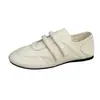 Nuevos zapatos planos sencillos para mujer con velcro, punta redonda y tacón bajo 2026, estilo coreano, suela blanda, estilo universitario, zapatos pequeños de cuero para otoño