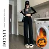 Jeans Retro de Pierna Recta Ajustada con Forro de Polar para Mujer, Nuevo Estilo Otoño e Invierno 2025, Cubre Cadera, Adelgazantes, Caída Suelta, Pantalones Anchos Cálidos