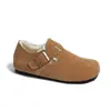 Zapatos de Piel Genuina, Ante de Vaca y Algodón para Mujer, Zapatos Gruesos de Piel, Nuevos Zapatos de Nieve Otoño e Invierno 2025, Zapatos Birkenstock con Forro de Felpa