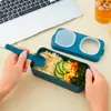 Trabajador de oficina con lonchera de una sola capa japonesa portátil para microondas caja bento aislada separada traje de lonchera con calefacción
