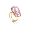 Anillo de Acero Inoxidable con Perla Chapado en Oro 18K Estilo Ins Nicho Lujo Accesible Anillo Vintage de Gama Alta Vintage