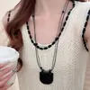 Bolso Pequeño Collar de Cordón de Cuero Sintético Estilo Retro de Hong Kong, Cadena de Suéter Versátil de Media Luna a la Moda, Accesorio de Moda Callejera de Gama Alta para Mujeres