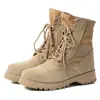 Botas de Combate de Caña Alta Four Seasons Piel de Terciopelo Escarchado Botas Martin para Pareja Botas de Herramienta Desérticas de Moda para Hombre y Mujer