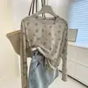 Camiseta de Manga Larga Floral Fresca Estilo Coreano para Mujer Otoño Holgada Relajada Adelgazante Suéter Top Casual Top de Cuello Redondo