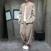 Conjunto de Duas Peças: Jaqueta Retro de Botão Estilo Chinês e Calça Larga Solta, Outono/Inverno 2026, Roupa Casual Tendência Inspirada na China para Homens