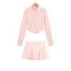 Traje de protección solar de verano para mujer Spice Girls Cuello vertical Delgado Ropa de Yoga Chaqueta cárdigan de manga larga Falda plisada deportiva de seda helada