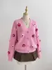 2026 Novo Cardigan de Tricô Floral Tridimensional Transfronteiriço Amazon Mulheres Cardigan Doce Solto Casaco Suéter para Mulheres