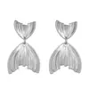 Diseño de moda transfronterizo europeo y americano, metálicos, brillantes, aretes plegables, aretes geométricos de pétalos vintage para mujer