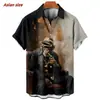 Camisa Hawaiana con Estampado de Mono Gentleman para Hombre Divertida Animal 3D Estampado Manga Corta Estilo Urbano Holgada Camisa con Solapa