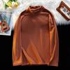Outono e inverno meia gola alta camisa masculina ins casual estilo Hong Kong all-match moderno cor sólida interior solto manga longa camiseta moderno