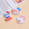 Linda Falda de Cuadros Dibujo Animado Meow Accesorios para Joyería DIY Paquete de Materiales de Accesorios Pequeños de Resina y Pegamento Cremoso Hebilla para Zapatos con Agujero