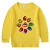 Camiseta de algodón para niños, estilo coreano, primavera y otoño, 2023, cuello redondo, manga larga, para bebés y niños