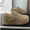 Novos e Versáteis Sapatos Birkenstock de Pelo 2026 para Mulheres, Sapatos Birkenstock de Pelúcia de Inverno com Sola Grossa e Aumento de Altura, Totalmente Fechados e Quentes