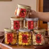 Adesivos de Caligrafia para o Ano Novo Chinês de 2026 em Estilo Chinês, Caixa de Presente com Frutas Secas para Celebrar o Ano Novo, Desejando Boa Sorte e Bênçãos