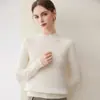 Suéter de Cachemira Nuevo Otoño e Invierno para Mujer de Doce Agujas Cuello Semi Alto con Patrón Manga Larga Capa Base Cálida Ropa Interior Elegante para el Trabajo