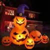 Abóbora Inflável de Halloween de 1,8 Metro Usando um Chapéu de Mago, Modelo Inflável Engraçado com Luzes LED, Decoração para Jardim Externo