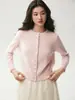 Cardigan de Cachemira para Mujer con Lentejuelas Finas Brillantes de Color Sólido, Tejido de Punto Trenzado Suave y Transpirable, Prenda Exterior de Punto con Cuello Redondo