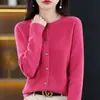 Cárdigan de Punto con Cuello Redondo para Mujer, Chaqueta de Punto con Patrón de Osmanthus para Mujer, Cárdigan Suelto de Punto para Otoño Transfronterizo, Camiseta Base de Punto de Manga Larga para Mujer