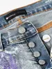 Jeans de mezclilla estilo americano con lavado de salpicaduras para hombre, corte slim, modernos, vintage, desgastados, de pierna recta, marca de moda, calle, versátiles