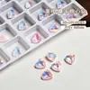 Arte de Uñas Pedrería en Forma de Corazón Moca 6*6 Pedrería de Vidrio de Colores con Parte Trasera Puntiaguda Decoraciones de Accesorios de Diamante para Uñas en Forma de Corazón 10 Piezas