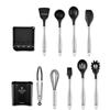 Cabo oco aço inoxidável silicone utensílios de cozinha conjunto de 12 peças espátula de cozinha balde de armazenamento conjunto ferramentas de cozinha
