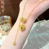 Collar de Corazón con Borla Dorada Estilo Antiguo, Color Duradero, Cadena Versátil para Clavícula para Mujer, Oro Brillante de Alta Gama, Lujo Ligero