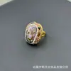 Conjunto de quatro peças de concha de abalone de águas profundas com turmalina incrustada personalidade diamante tcheco joias artesanais de luxo leve atacado