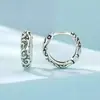 Pendientes Cuadrados de Plata de Ley S925 para Mujer, Estilo Europeo y Americano, Aros Vintage Desgastados, Pendientes de Clip Unisex de Moda, Pendientes Versátiles