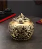 Jarra de chá Kowloon em latão para uso doméstico, pote chinês selado, jarra grande para armazenamento de chá Pu'er, boutique, armazém de chá de alta qualidade, decoração