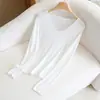 Suéter de Punto Fino de Lana para Primavera y Verano con Cuello en V Ajustado de Color Sólido Top Versátil de Manga Larga Adelgazante Ropa para Mujer